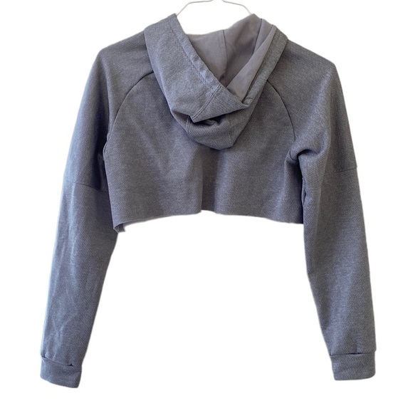 Adidas CLIMAWARM Hoodie Spell Out Gray Sweatshirt Womens Medium - Picture 3 of 4